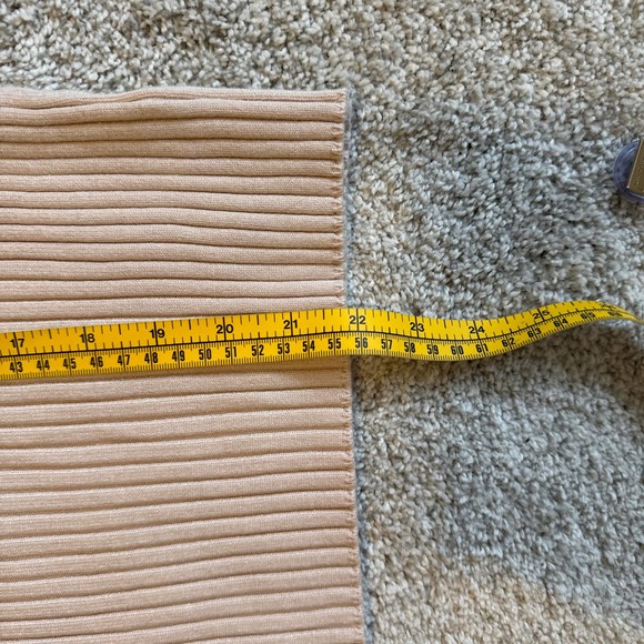 Truth by Republic Cream Ribbed Stretch Mock T Neck Sweater Laser Cut Out Detail - Picture 10 of 10